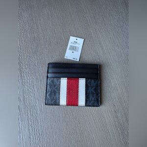 Michael Kors “Hudson” Logo Stripe Tall Card Case Wallet NWT